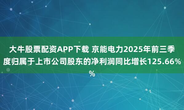 大牛股票配资APP下载 京能电力2025年前三季度归属于上市公司股东的净利润同比增长125.66%