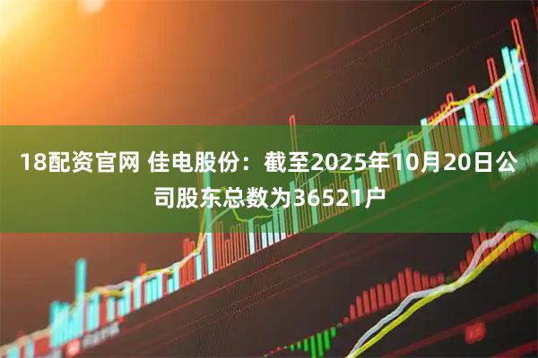 18配资官网 佳电股份：截至2025年10月20日公司股东总数为36521户
